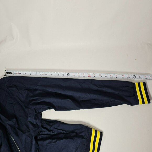 Denim & Flower Ricky Singh Bomber Jacket Mens Size L Navy Blue w/ Yellow Stripes - Picture 10 of 10
